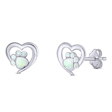 Heart & Paw Print Stud Earring